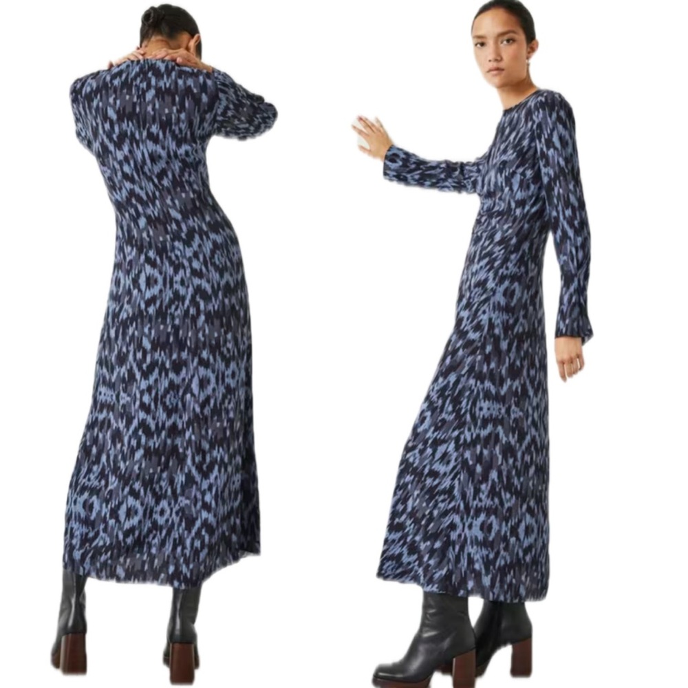 Hush Abstract Aztec Print Midi A-line Gather detail waist mid-length Dress 12